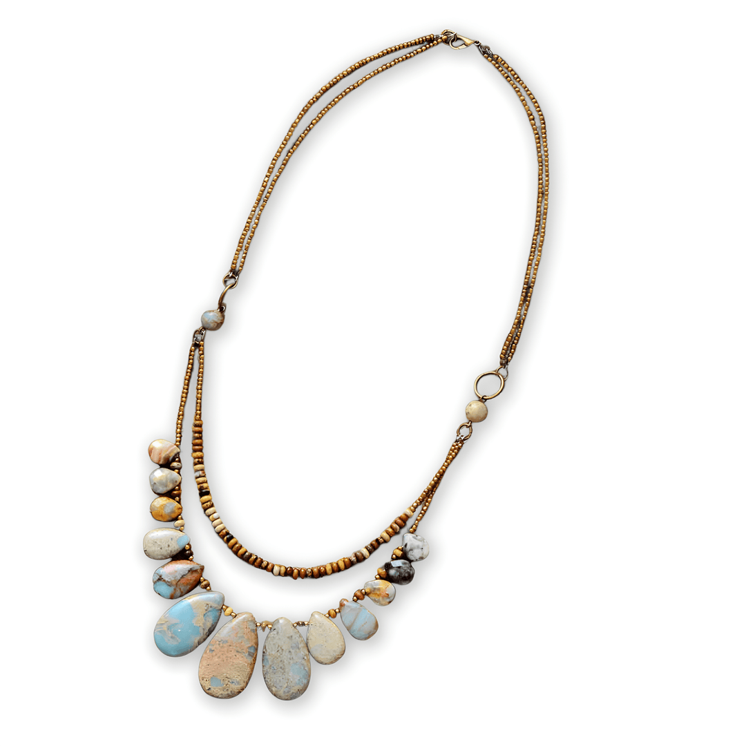 Agate and Jasper native teardrop necklace Boho Jewellery Jane & Robin