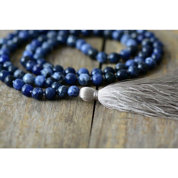 Blue meditation mala in natural sodalite Boho Jewellery Jane & Robin