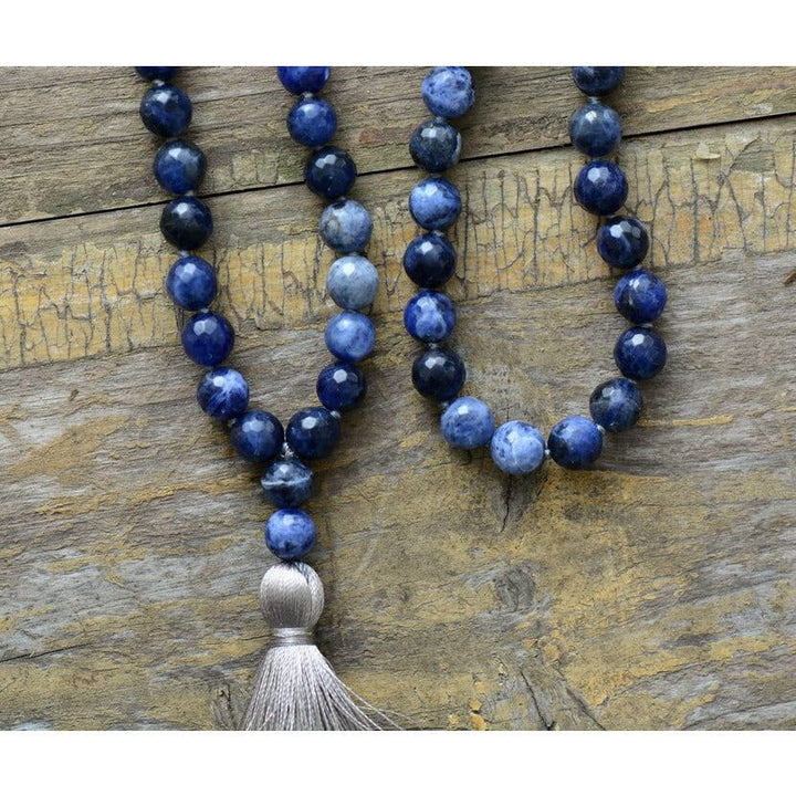 Blue meditation mala in natural sodalite Boho Jewellery Jane & Robin