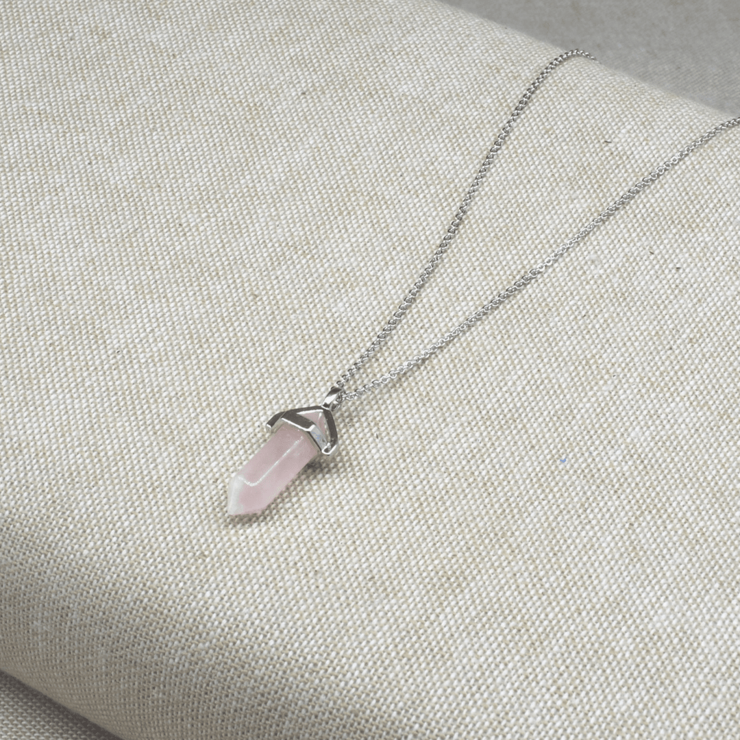 Rose Quartz Small Pendant Necklace Jane & Robin Candles