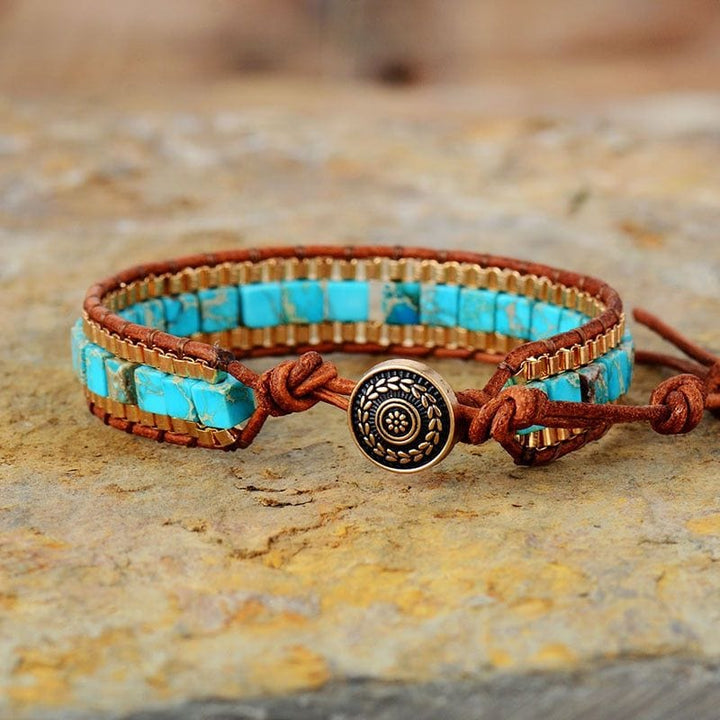 Turquoise jasper wrapped bracelet Boho Jewellery Jane & Robin