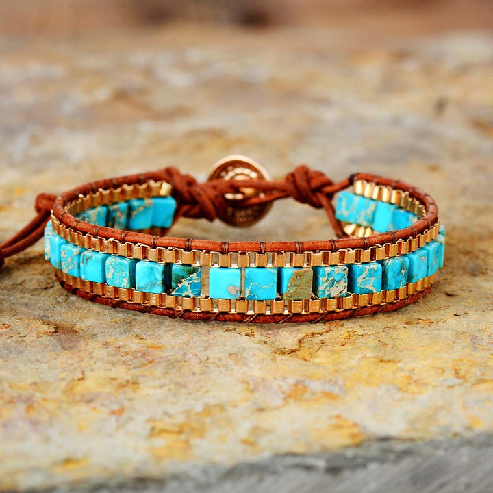 Turquoise jasper wrapped bracelet Boho Jewellery Jane & Robin