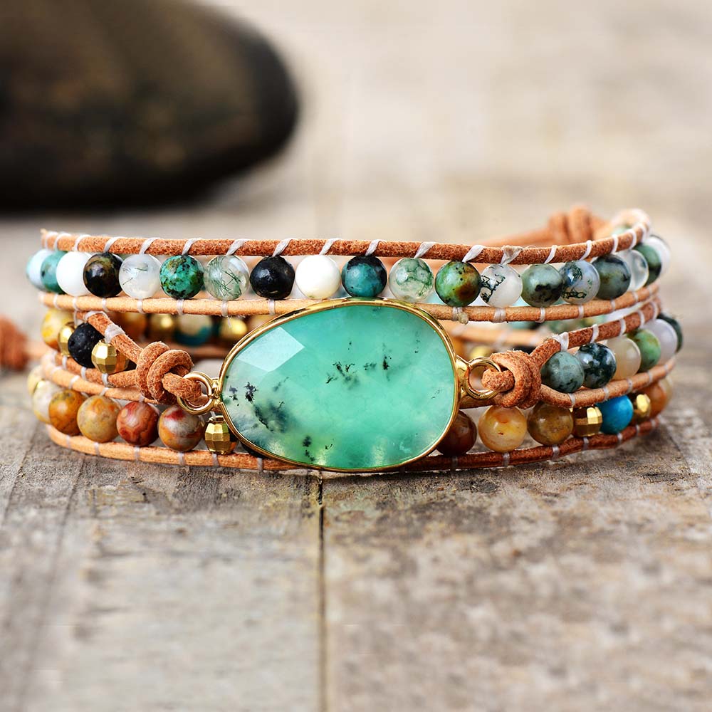 Adjustable handmade bead bracelet with natural lava stone Boho Jewellery Jane & Robin