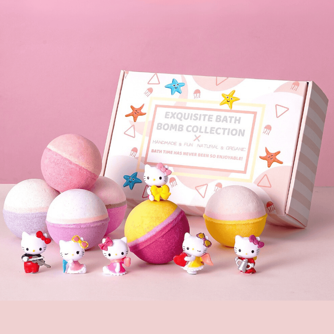 Kids Bath Bombs | Hello Kitty | 6pc Gift Box | Jane & Robin Kids Bath Bombs Jane & Robin