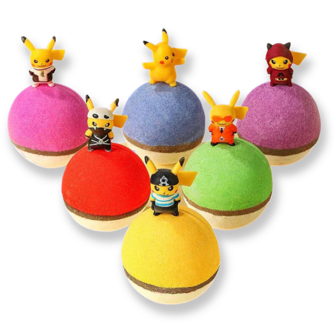 Kids Bath Bombs |  Pokemon | 6pc Gift Box | Jane & Robin Kids Bath Bombs Jane & Robin