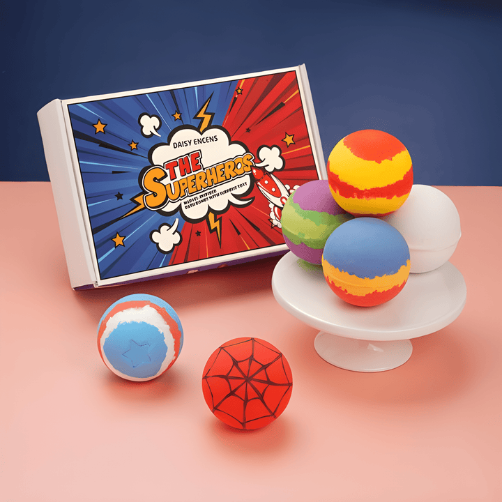 Kids Bath Bombs | Superhero | 6pc Gift Box | Jane & Robin Kids Bath Bombs Jane & Robin