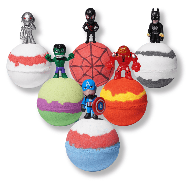 Kids Bath Bombs | Superhero Plus | 6pc Gift Box | Jane & Robin Kids Bath Bombs Jane & Robin