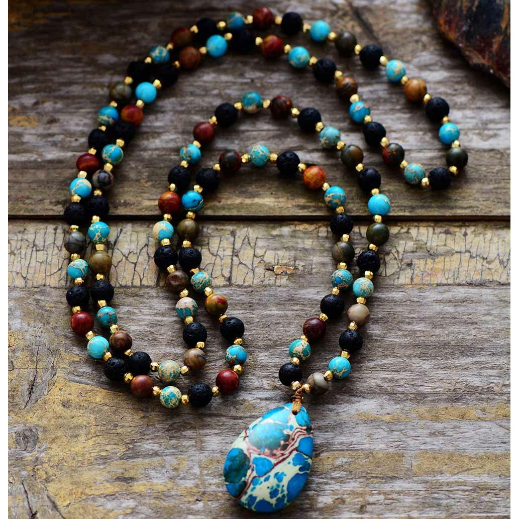 Lava stone beads teardrop shaped imperial jasper stone Boho Jewellery Jane & Robin