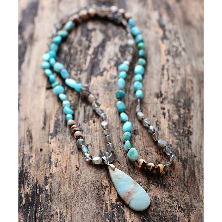 Peruvian blue opal necklace Boho Jewellery Jane & Robin