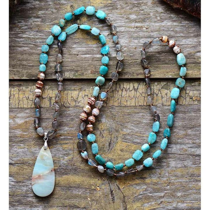 Peruvian blue opal necklace Boho Jewellery Jane & Robin