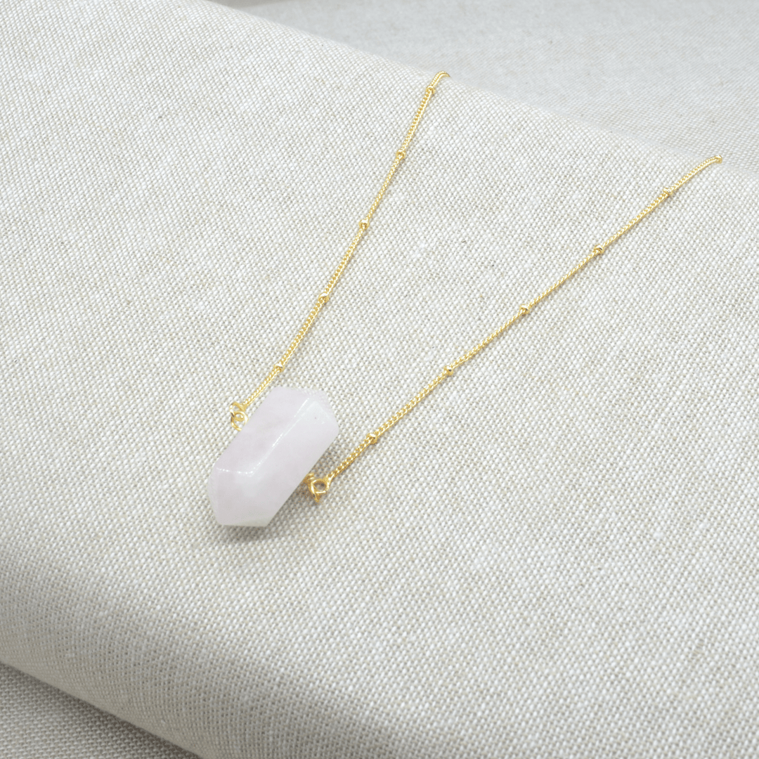 Rose Quartz Dual Terminated Pendant Necklace Jane & Robin