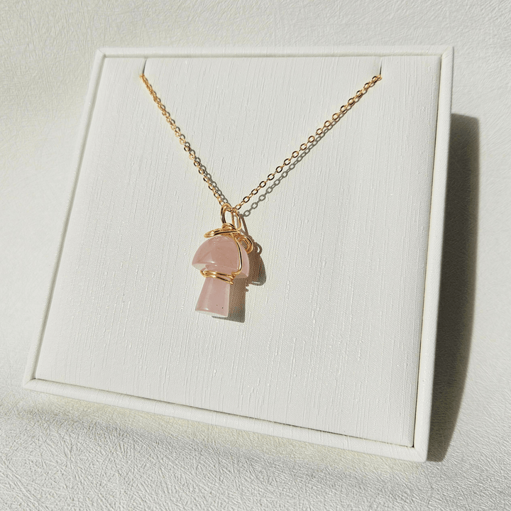 Rose Quartz Mushroom Necklace Necklace Jane & Robin Candles