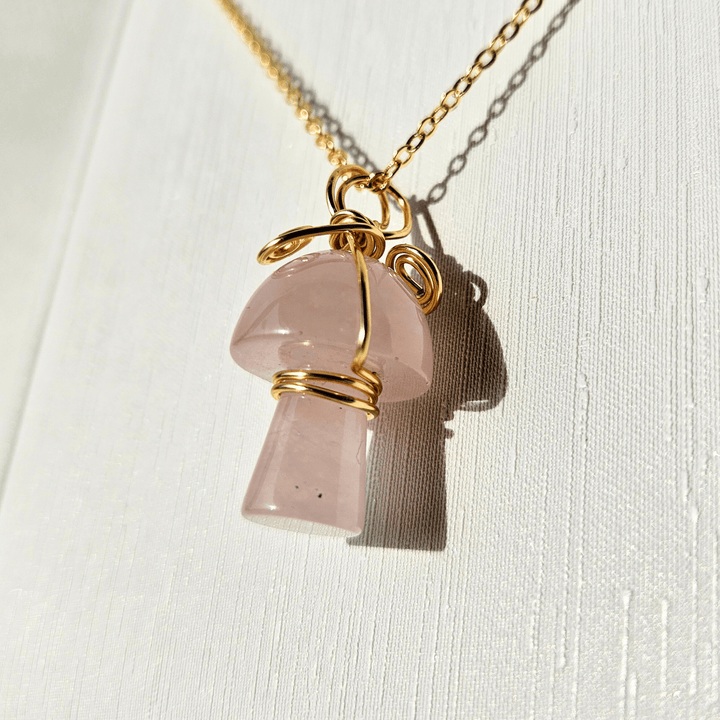 Rose Quartz Mushroom Necklace Necklace Jane & Robin Candles