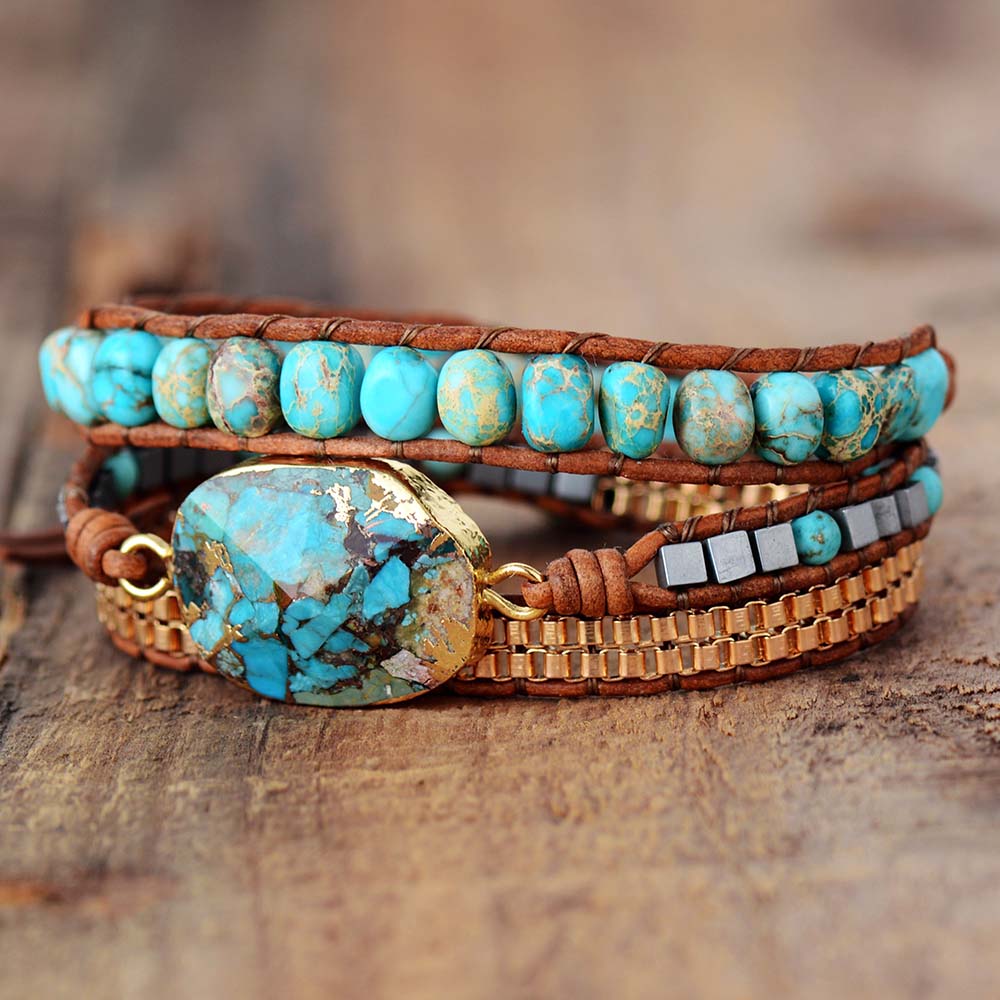 Turquoise beaded vintage bracelet Boho Jewellery Jane & Robin