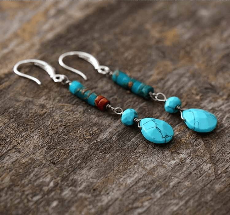 Turquoise Dangle Ear rings Boho Jewellery Jane & Robin
