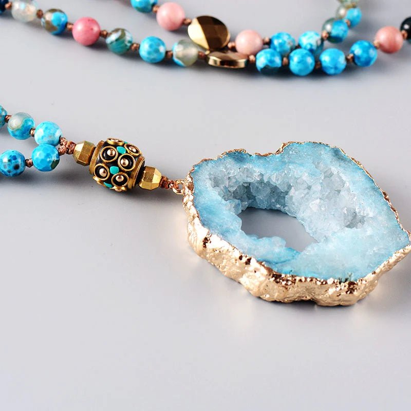 Turquoise Druzy Nepal Pendant Boho Jewellery Jane & Robin