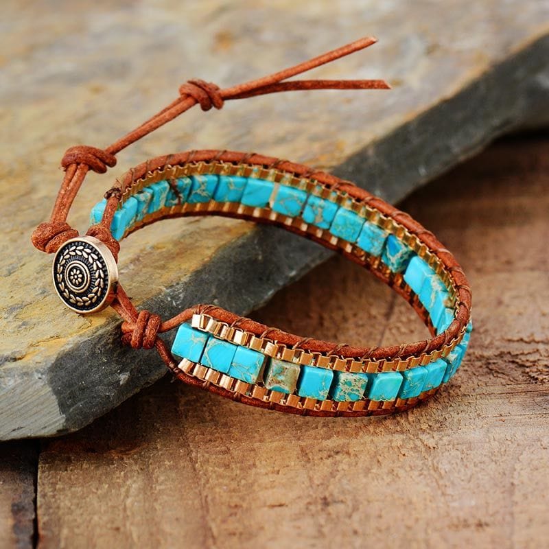 Turquoise jasper wrapped bracelet Boho Jewellery Jane & Robin