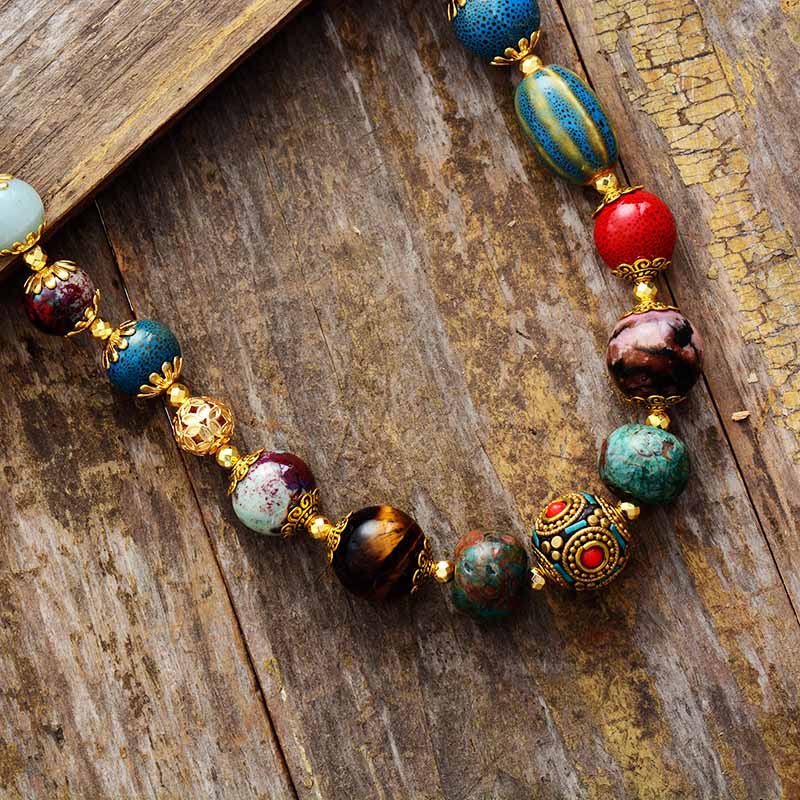 Unique Nepal Beaded Choker Boho Jewellery Jane & Robin