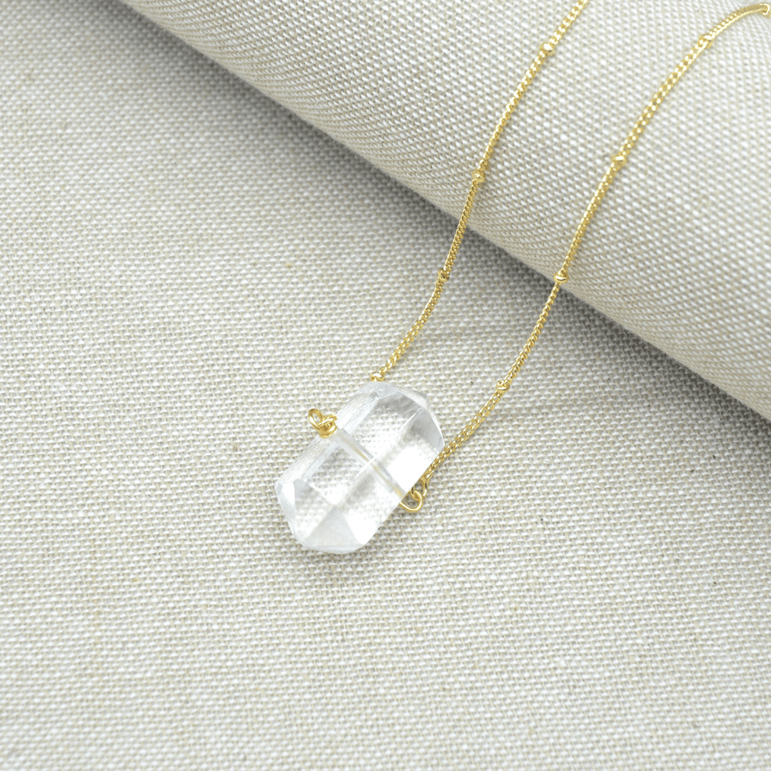 White Quartz Dual Terminated Pendant Necklace Jane & Robin