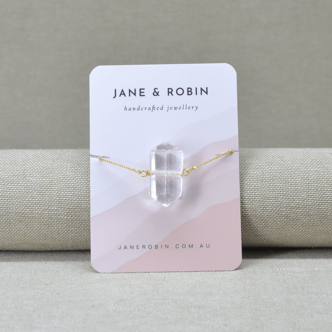 White Quartz Dual Terminated Pendant Necklace Jane & Robin